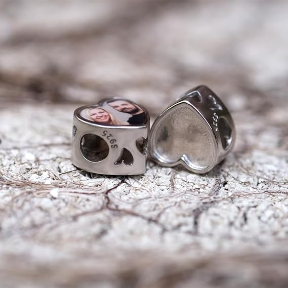 Silber 925 Personalisiert Schmuck Foto CHARM Beidseitig 2x Foto