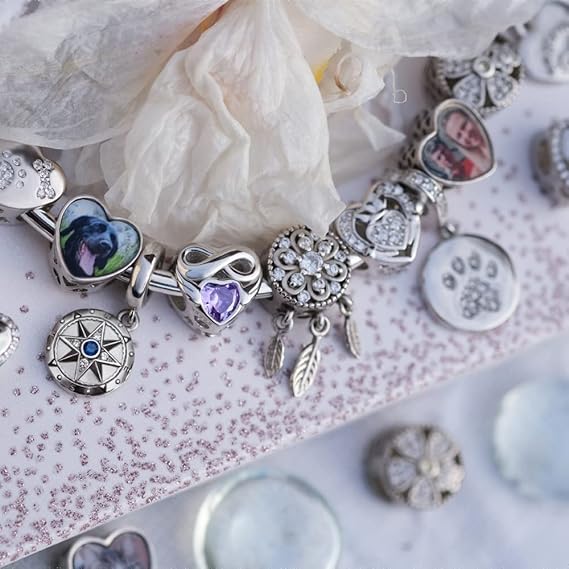 Silber 925 Personalisiert Schmuck Foto CHARM Beidseitig 2x Foto