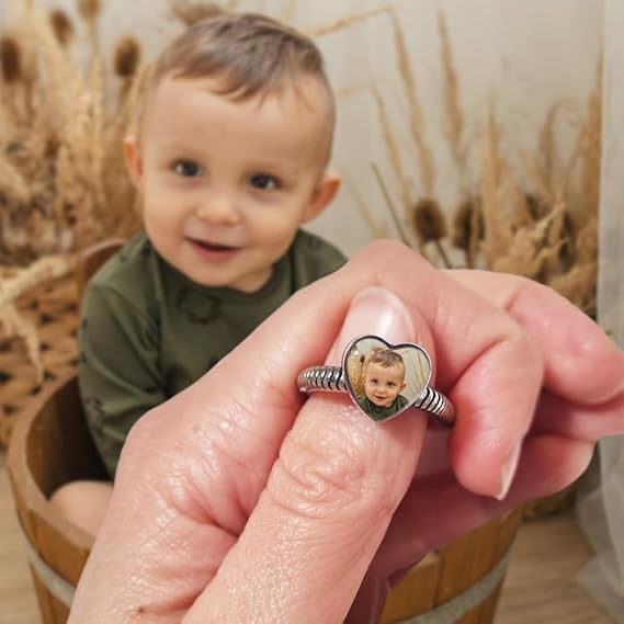 Silber 925 Personalisiert Schmuck Foto CHARM Zirkon 