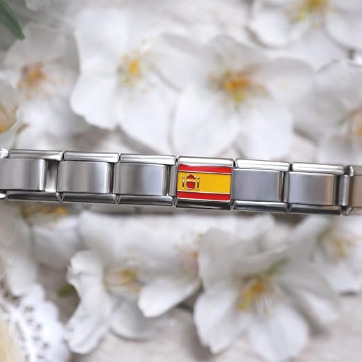 Italienische Charm-Flagge für 9 mm Armbänder aus Edelstahl Spanien