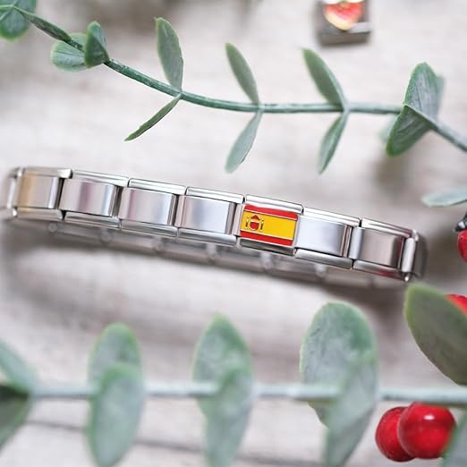 Italienische Charm-Flagge für 9 mm Armbänder aus Edelstahl Spanien