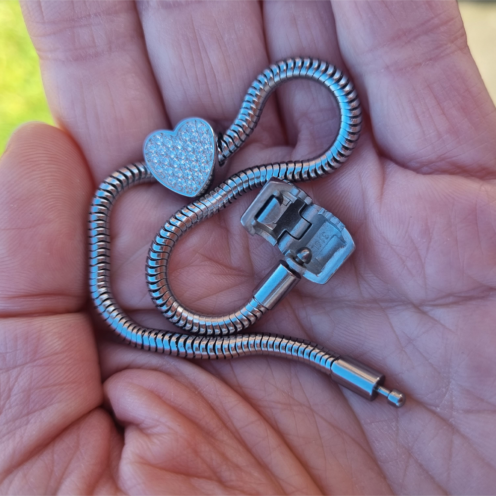 Silber Edelstahl Chirurgischer Stahl 316 Schlangen-Gliederarmband mit Zylinder-Verschluss