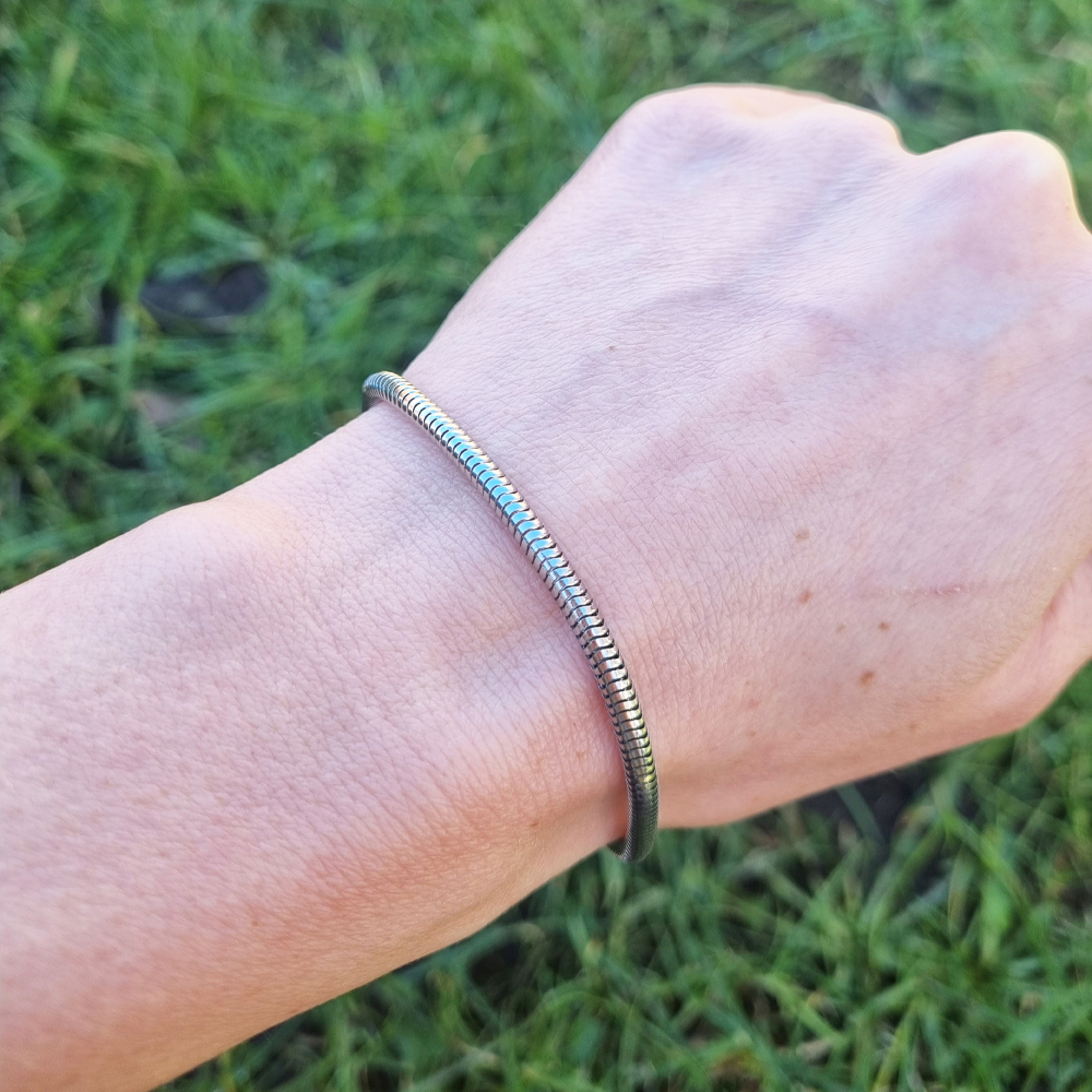 Silber Edelstahl Chirurgischer Stahl 316 Schlangen-Gliederarmband mit Zylinder-Verschluss