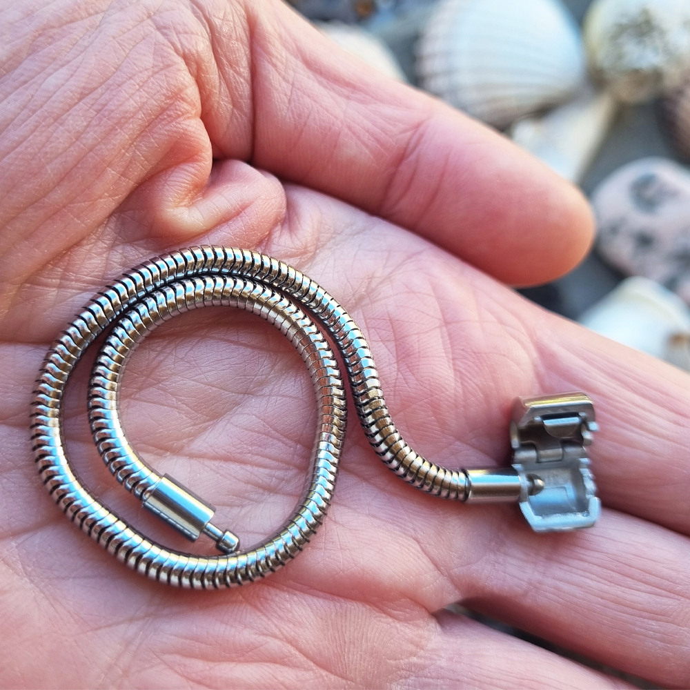 Silber Edelstahl Chirurgischer Stahl 316 Schlangen-Gliederarmband mit Zylinder-Verschluss