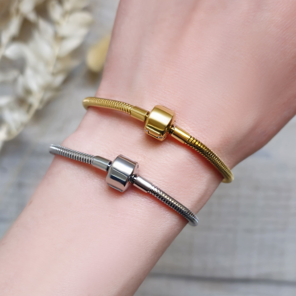 Vergoldet Edelstahl Chirurgischer Stahl 316 Schlangen-Gliederarmband mit Zylinder-Verschluss