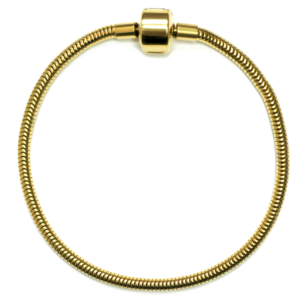 Vergoldet Edelstahl Chirurgischer Stahl 316 Schlangen-Gliederarmband mit Zylinder-Verschluss