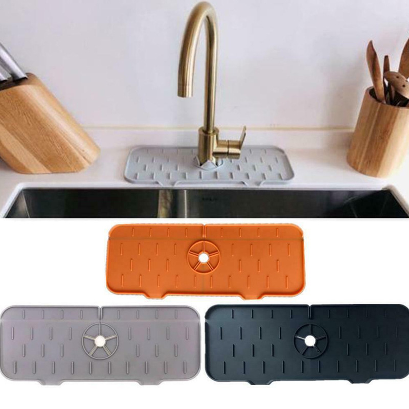Food-grade silicone drain mat kitchen bathroom faucet splash-proof sink mat strip foldable