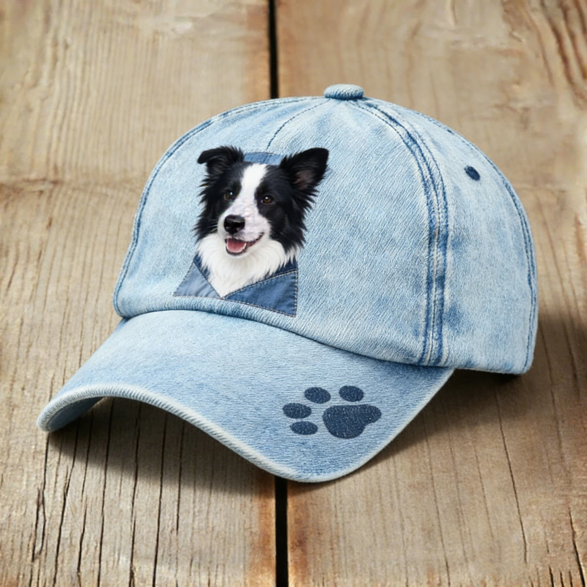 Unisex Denim Patchwork Dachshund Dog Pattern Hat