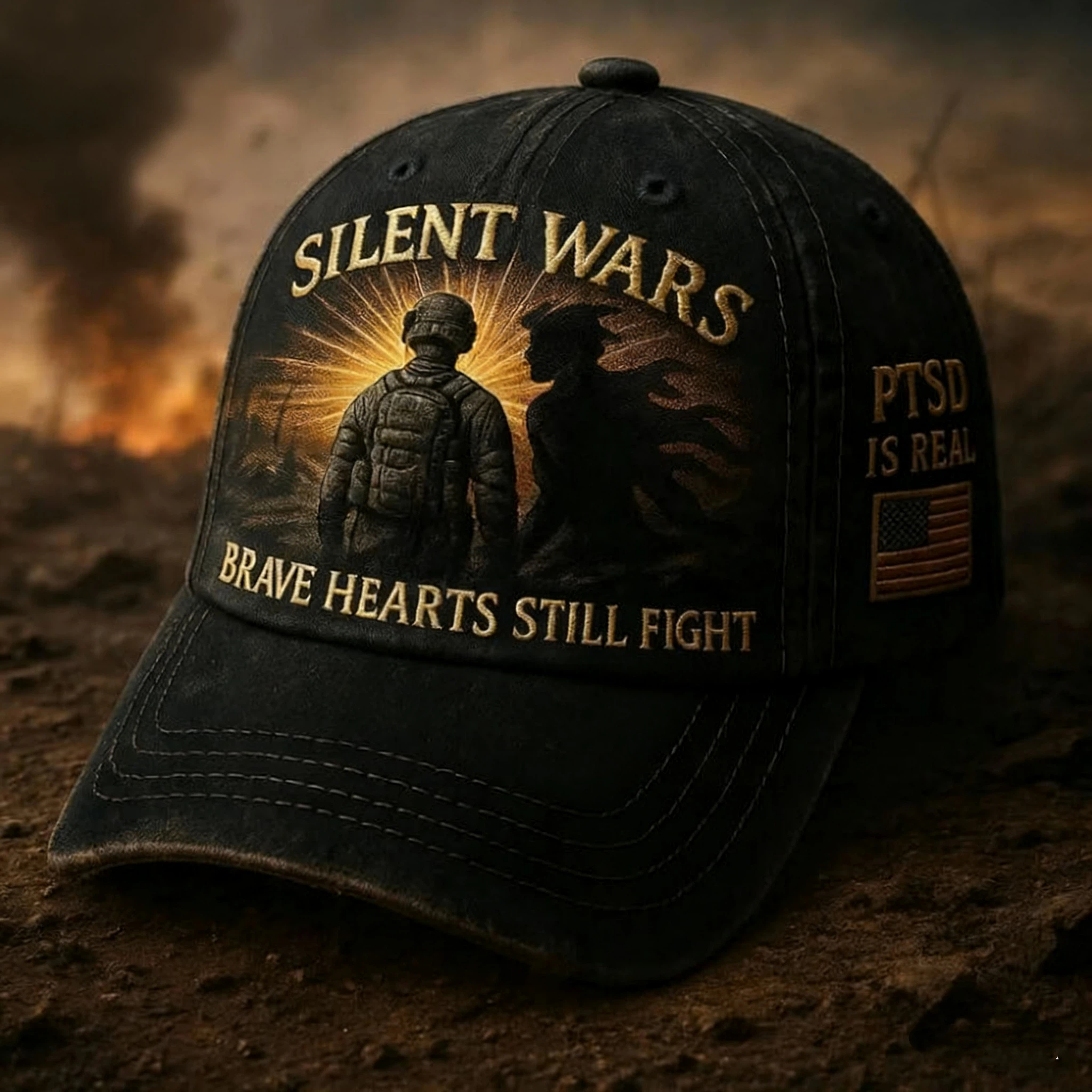 PTSD Awareness Set 🇺🇸 — Silent Wars Never End But Brave Hearts Still Fight