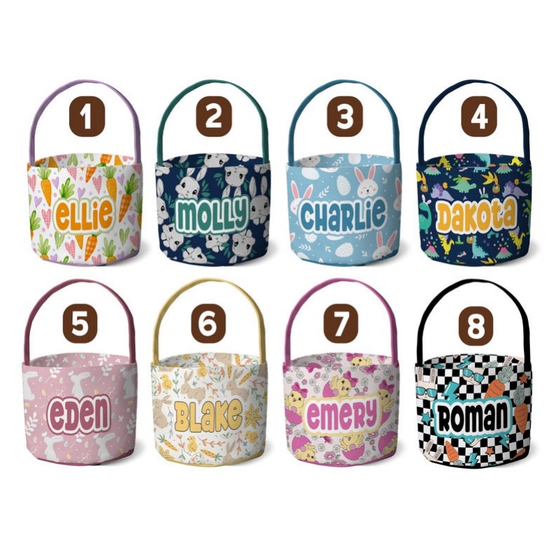 💐🐰Easter Basket - Floral Fabric Bunny Custom Name Personalized Little Girl Boy Basket