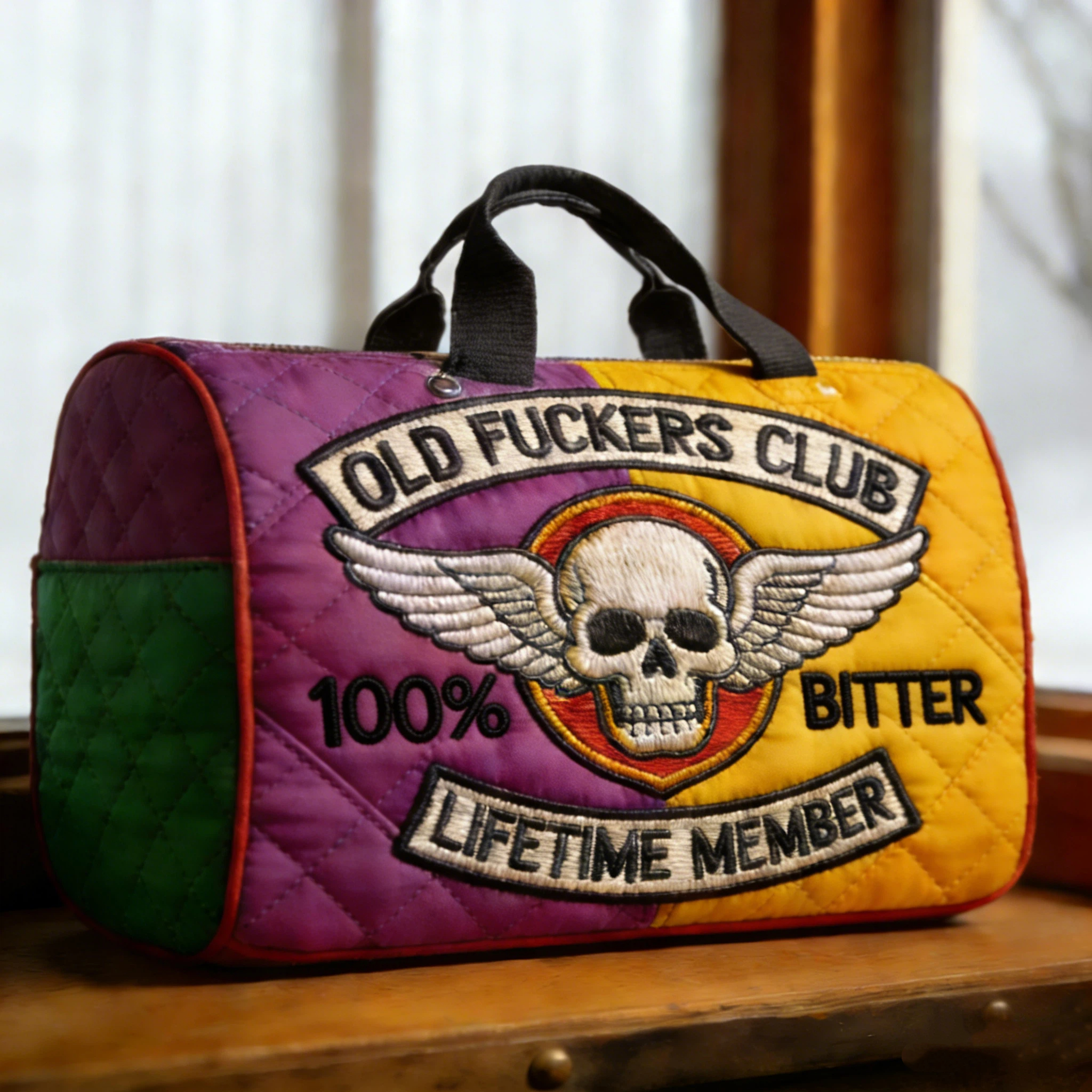 Old Fuckers Club Lifetime Member Quilted Duffle Bag