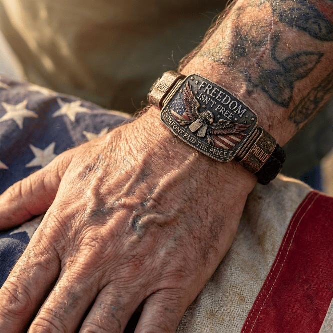 🏆Flash Sale⚡ 5K+ SOLD! us FREEDOM ISN’T FREE – Veteran Tribute Bracelet