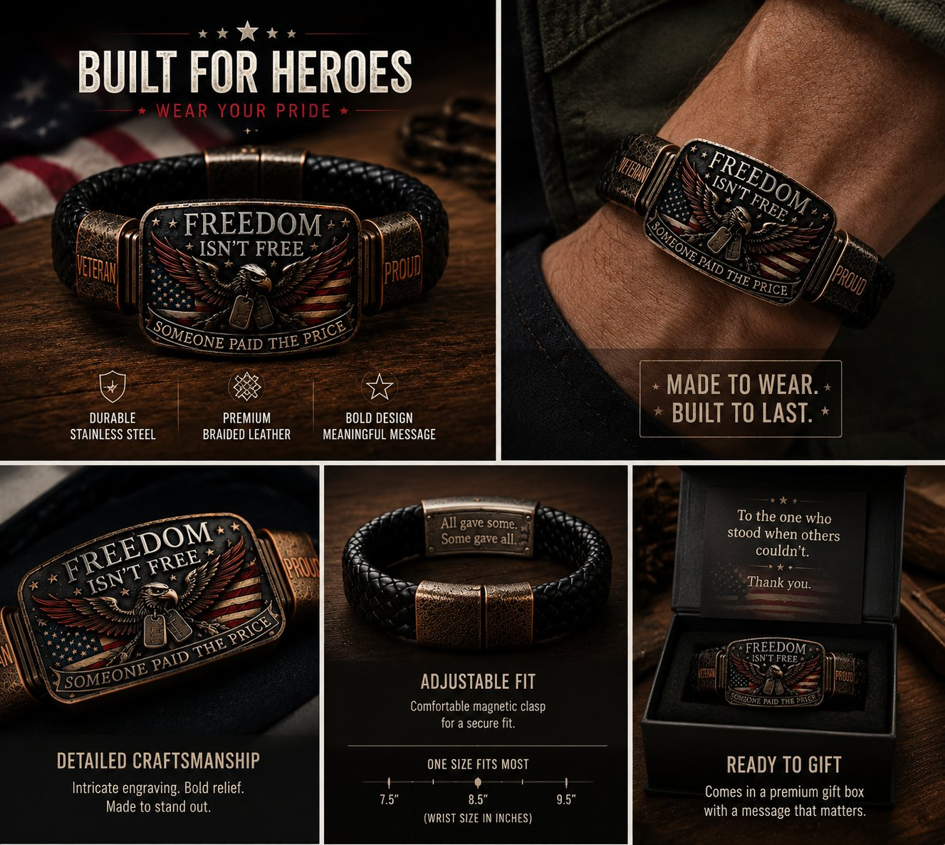 🏆Flash Sale⚡ 5K+ SOLD! us FREEDOM ISN’T FREE – Veteran Tribute Bracelet