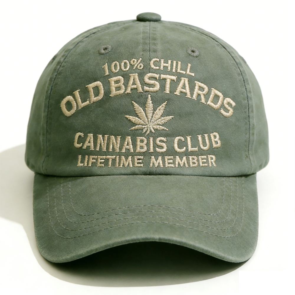 100% Chill Old Bastards Cannabis Club Lifetime Member Embroidery Cap