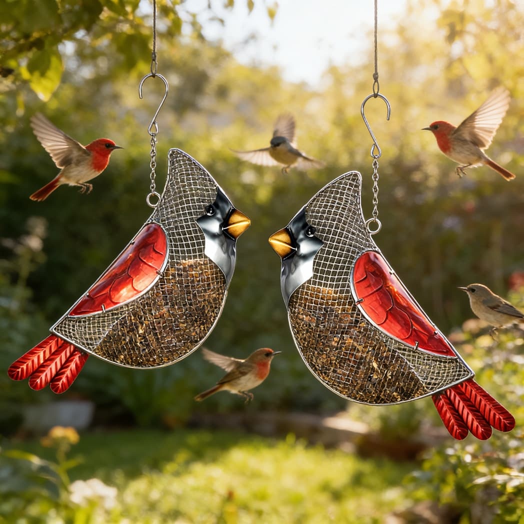 Cardinal Metal Mesh Bird Feeder