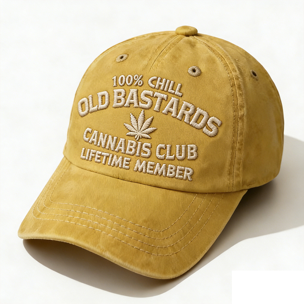 100% Chill Old Bastards Cannabis Club Lifetime Member Embroidery Cap