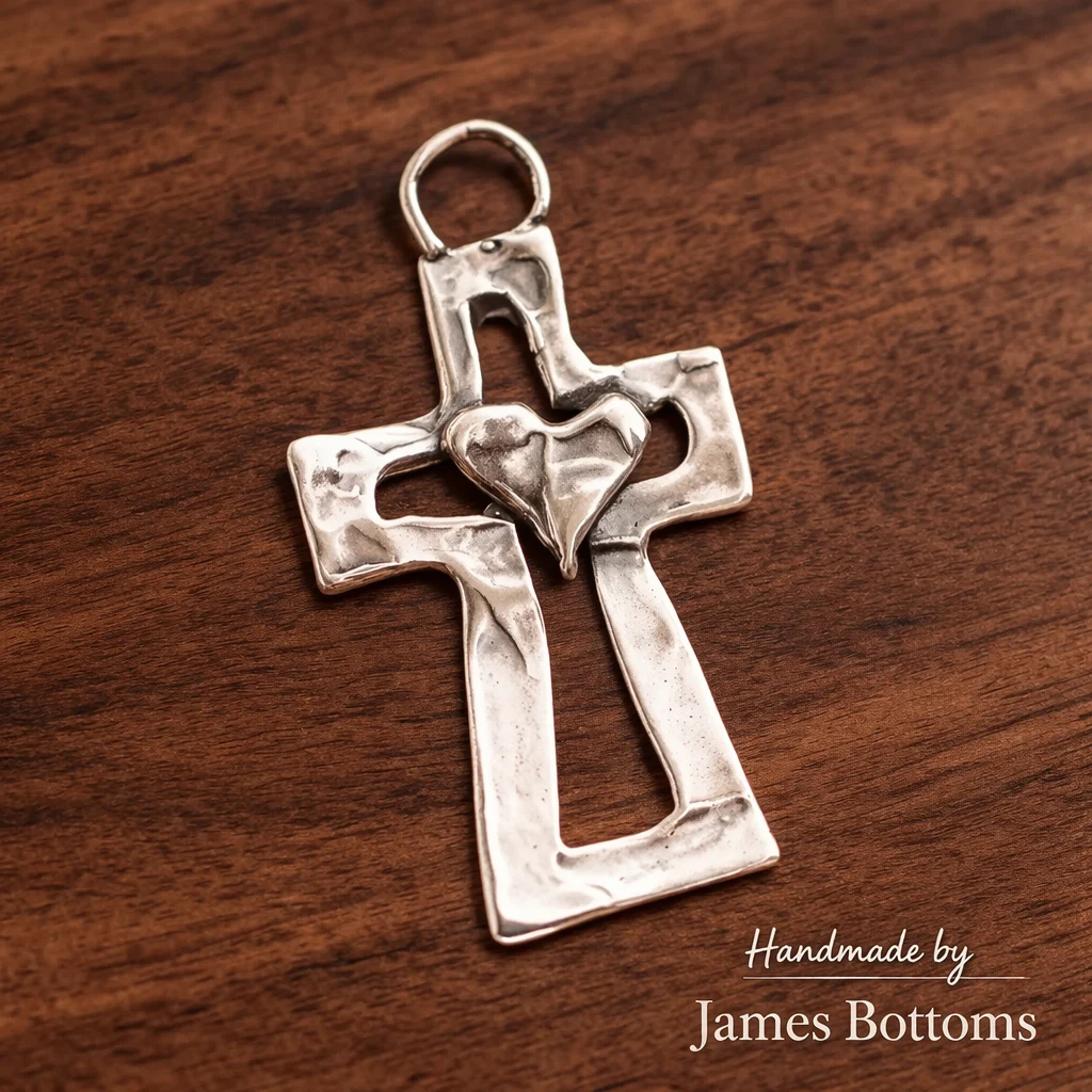️✝️100% Handmade Silver Cross Healing Heart