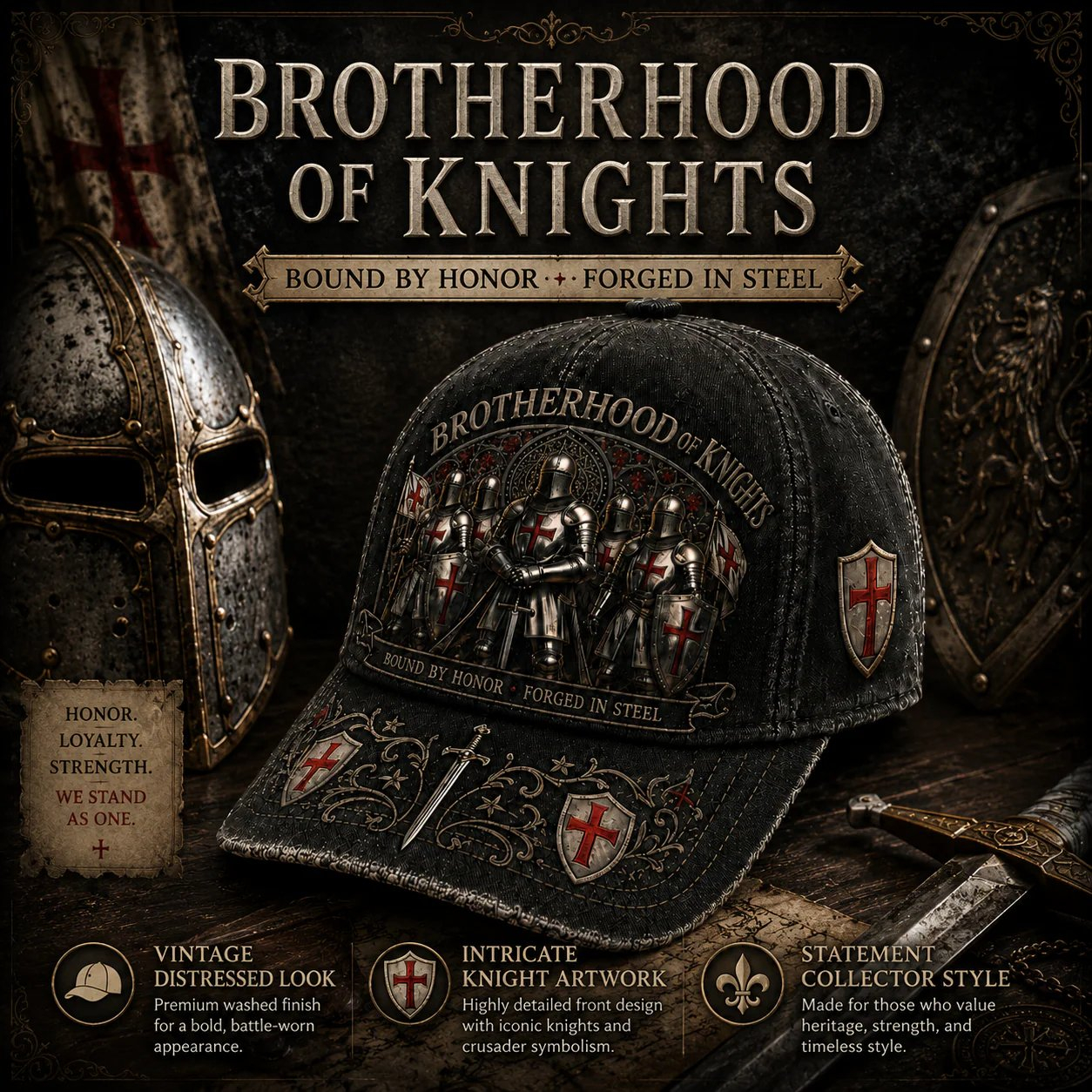 🔥🎁 Bound By Honor Forged In Steel – Knights Templar Cap