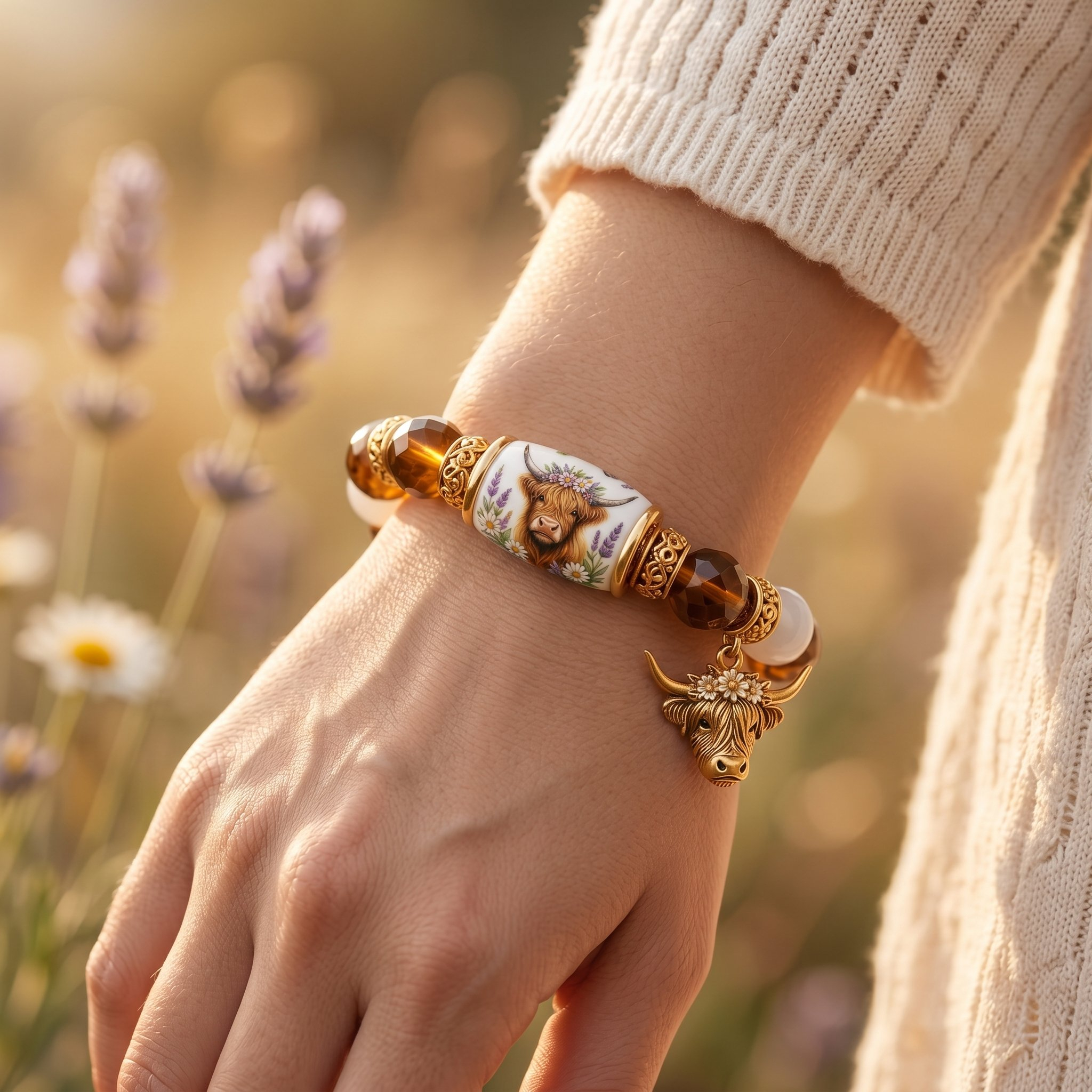 ❤Handmade Highland Cow Blessing Bracelet