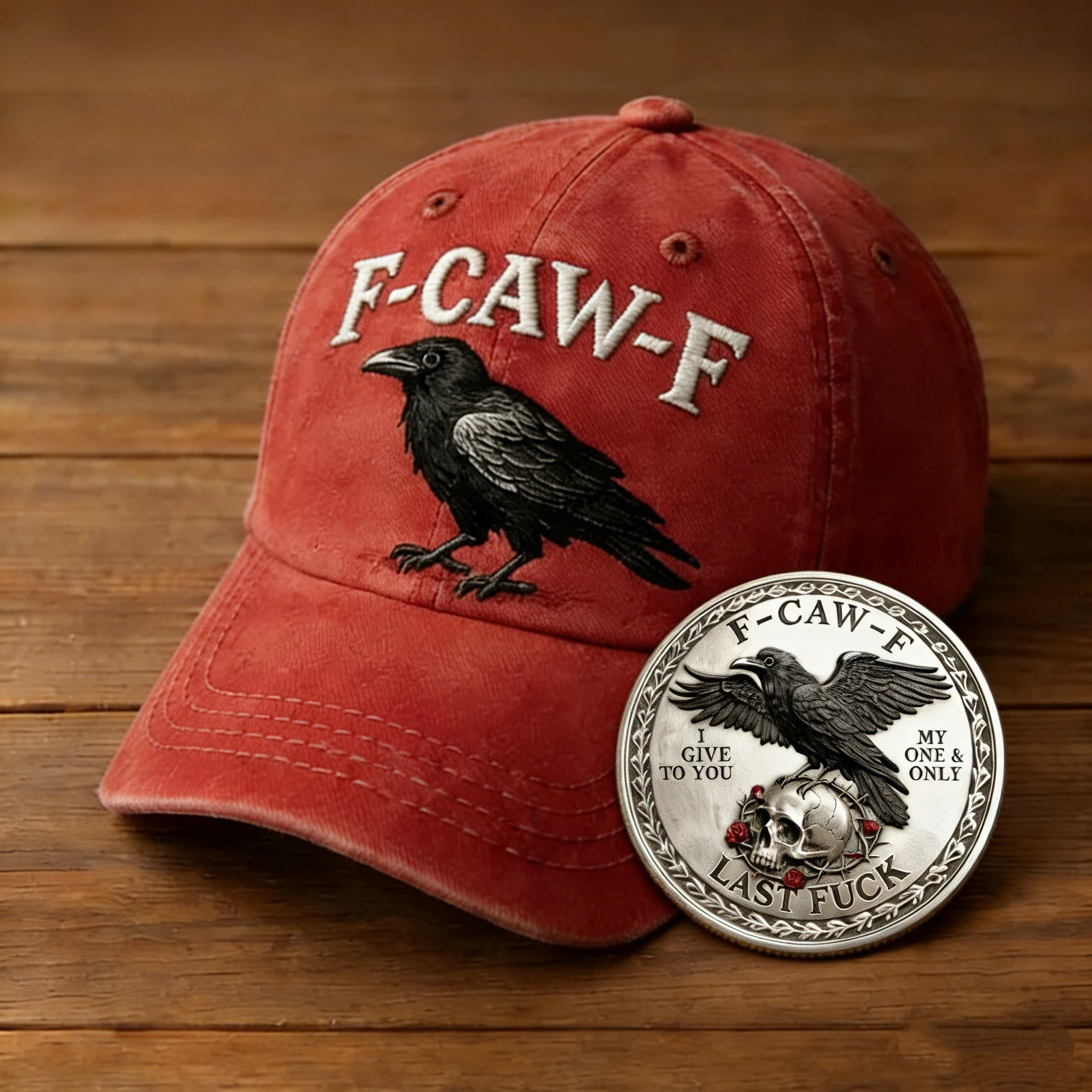 🖤 F-CAW-F Raven Cap & “Last F*ck” Coin Set