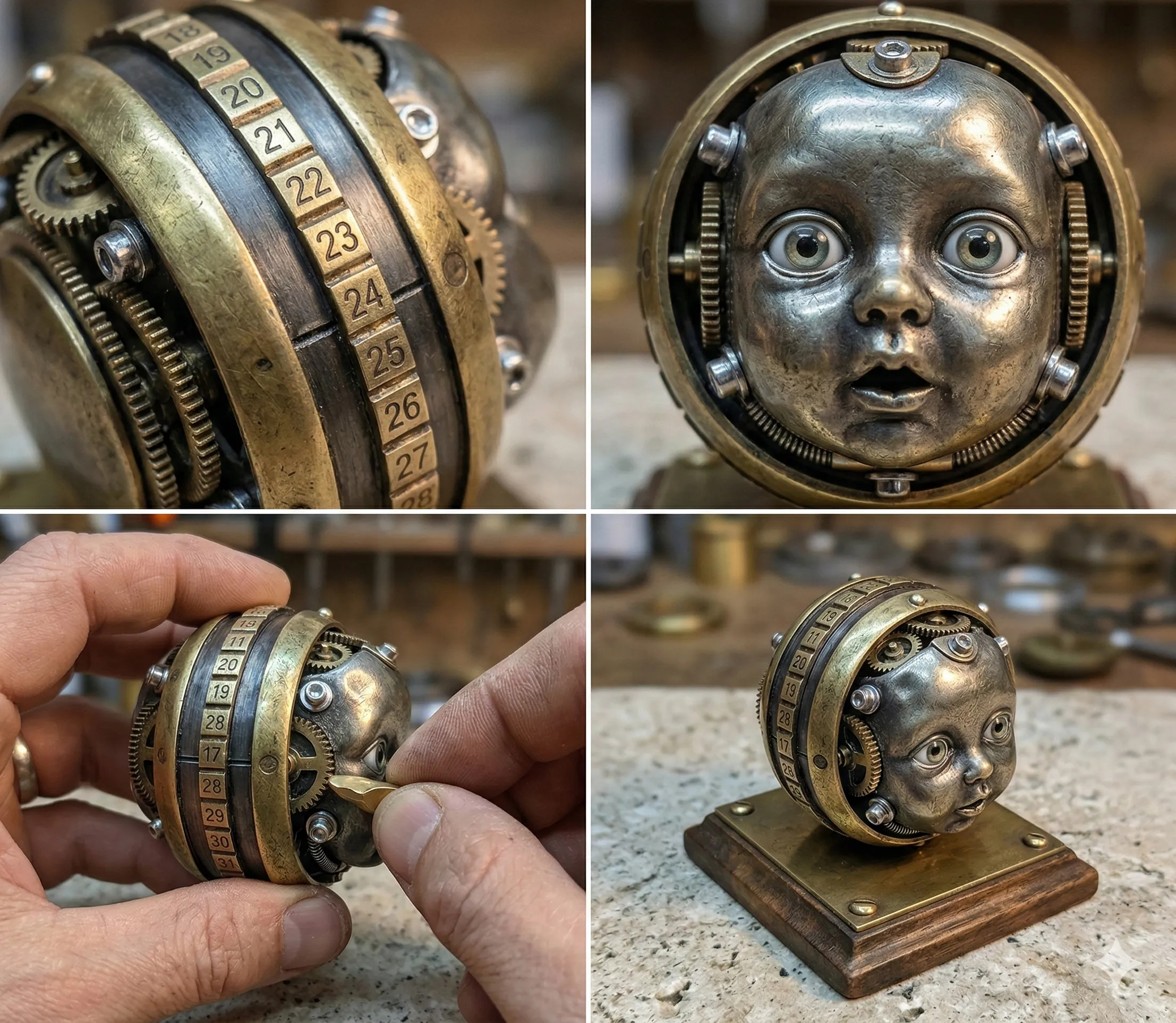 “Twist The Gears. Calm Your Mind.” Steampunk Mechanical Stress Relief Sculpture