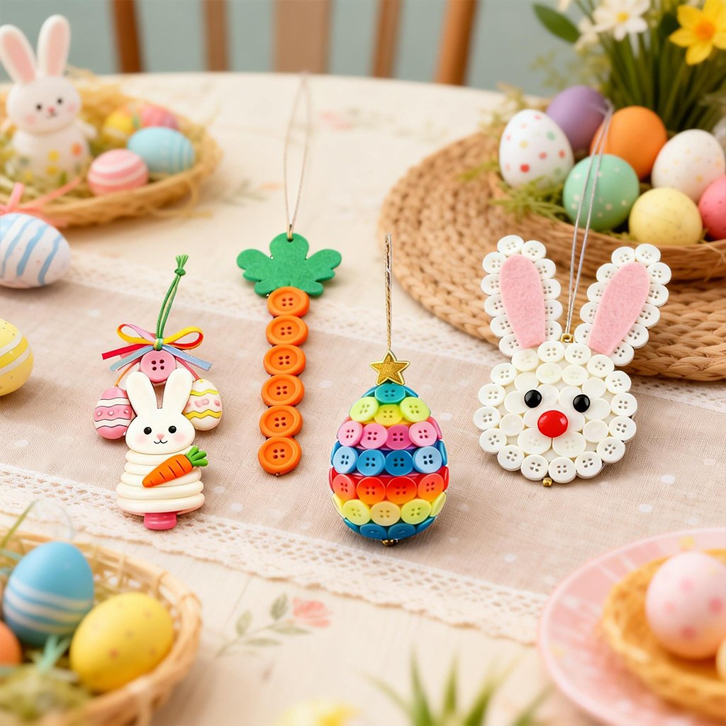 🐰🎨 DIY Easter Button Pendants – Fun, Easy & Perfect for All Ages! 🥕🌸