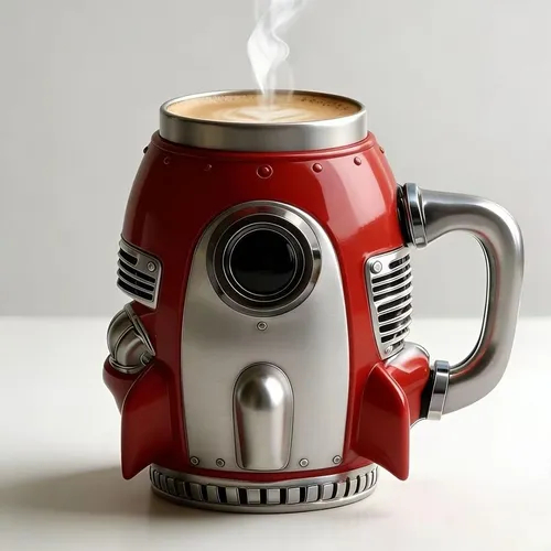 Rocket Coffee Mug - Retro 3D Stainless Steel