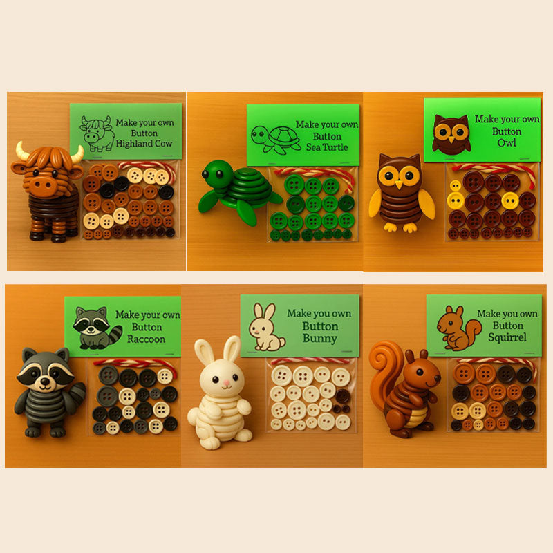 🔥DIY Button Highland Animal Cow Craft Kit