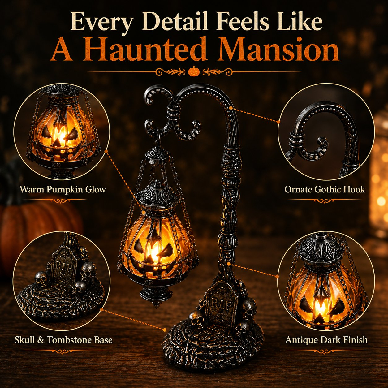 🎃 Gothic Pumpkin Lantern Stand 