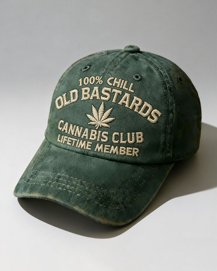100% Chill Old Bastards Cannabis Club Lifetime Member Embroidery Cap