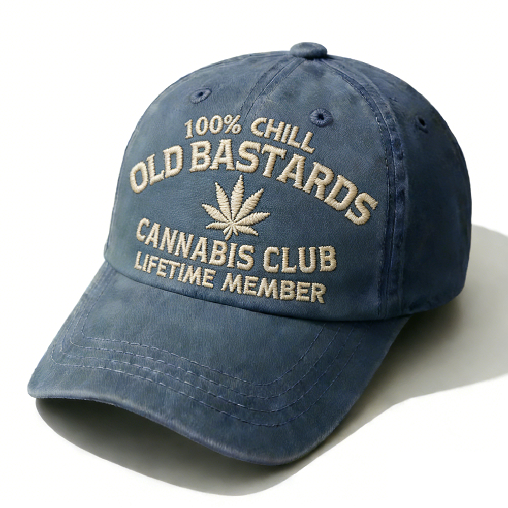 100% Chill Old Bastards Cannabis Club Lifetime Member Embroidery Cap