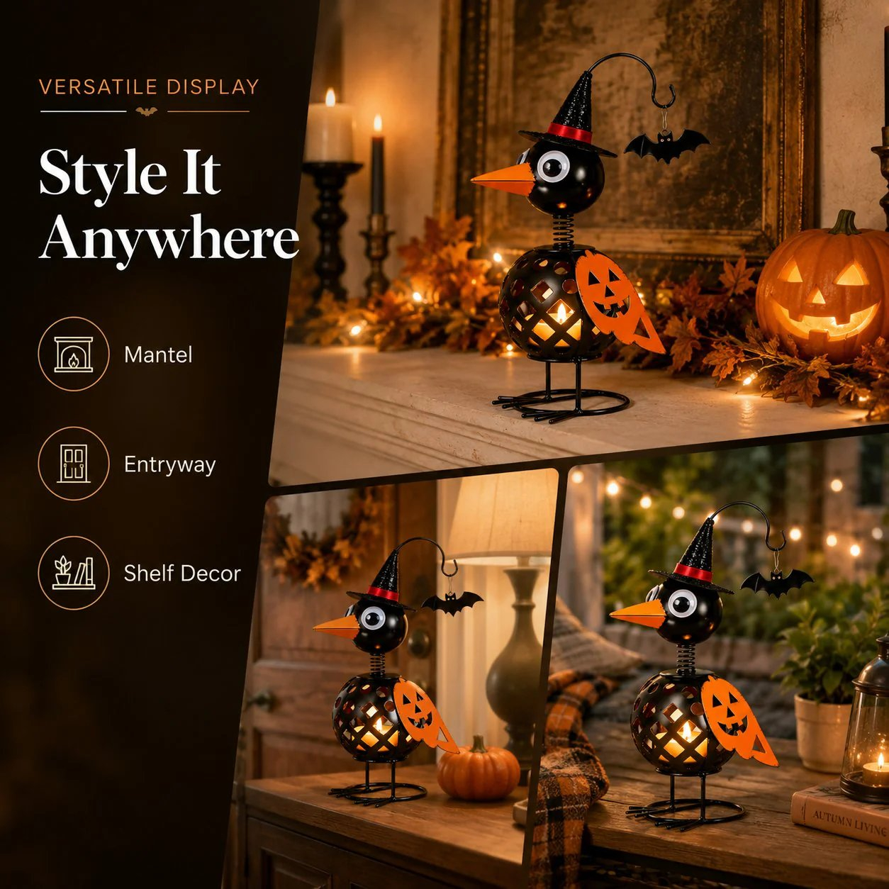 🔥Last Day 50% OFF🔥Wrought Iron Crow and Pumpkin Ornament🐦🎃