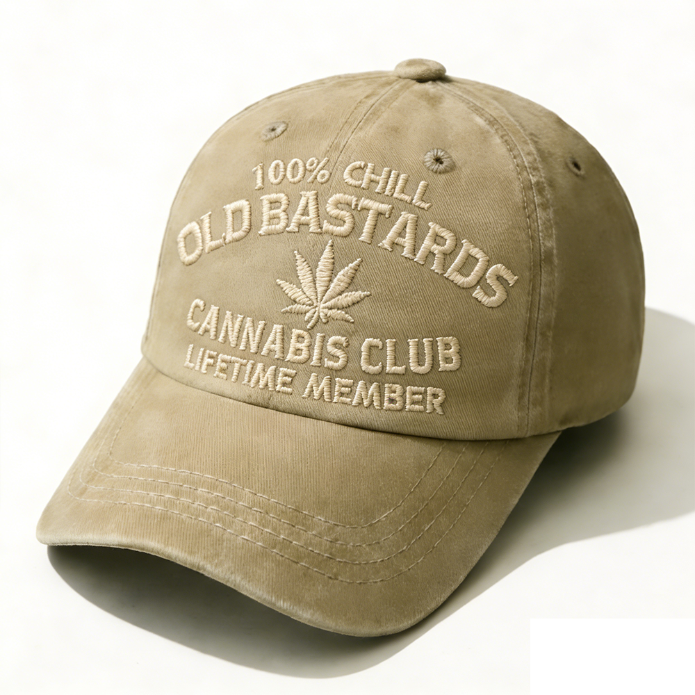 100% Chill Old Bastards Cannabis Club Lifetime Member Embroidery Cap