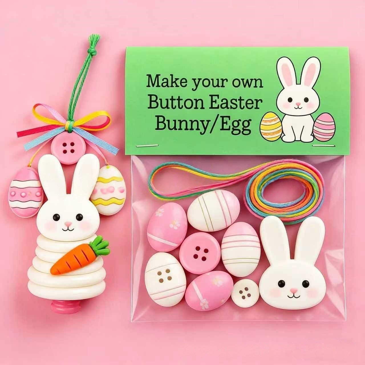 🐰🎨 DIY Easter Button Pendants – Fun, Easy & Perfect for All Ages! 🥕🌸