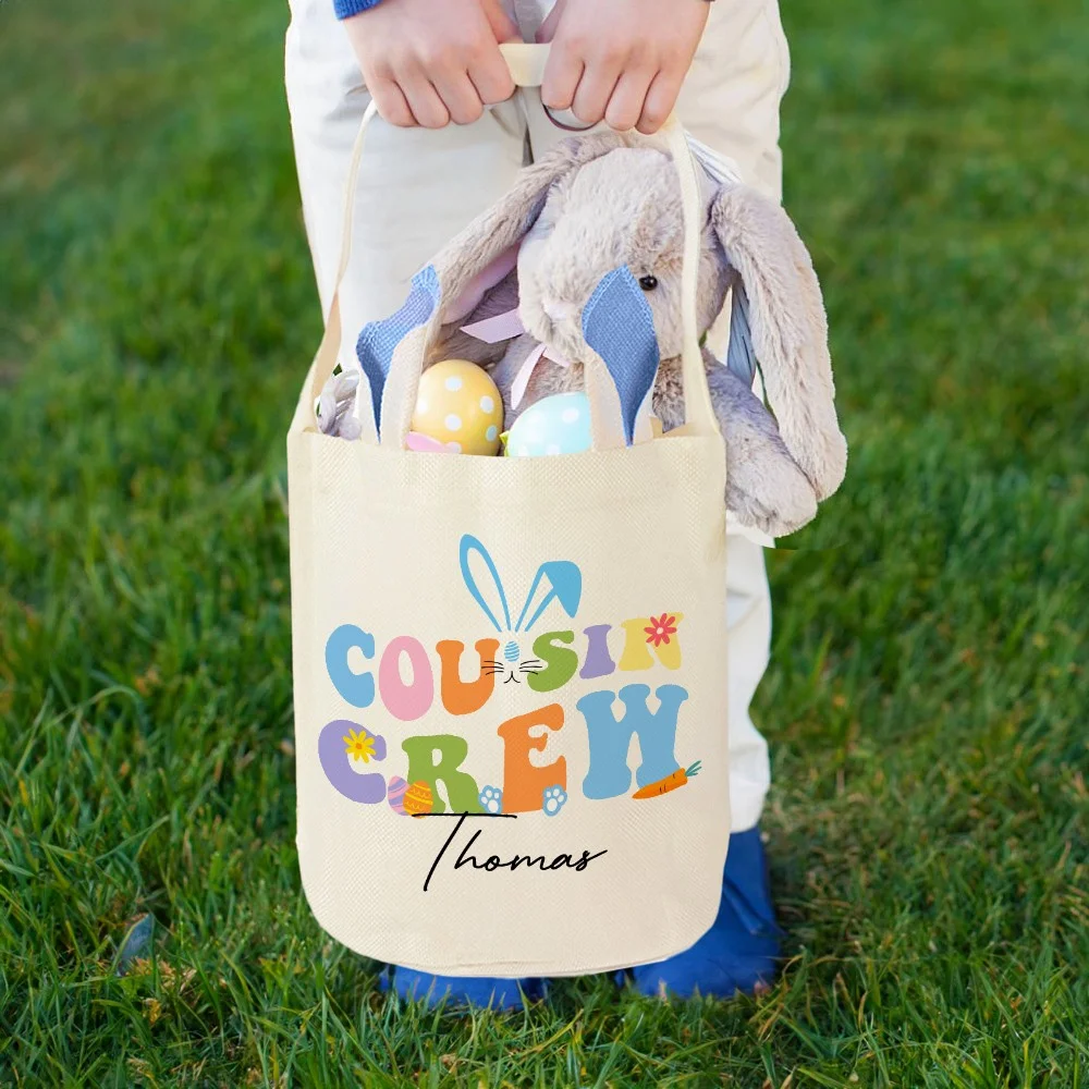 Personalized Cousin Crew Easter Egg Basket with Name