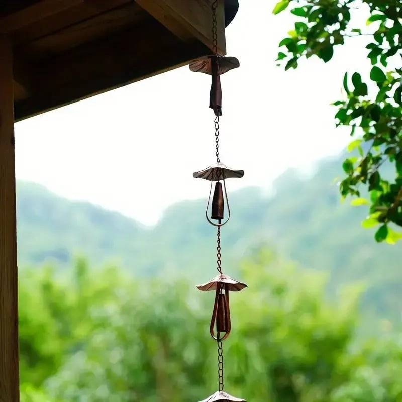 🔥Hot Sale 49% OFF🍄 Vintage Iron Mushroom Rain Chain | Rustic Outdoor Decor & Wind Chime