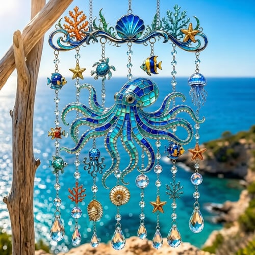 🐋 Ocean-Themed Crystal Wind Chime – Bring the Ocean Glow to Your Garden (📦Buy 2 Free Shipping) 