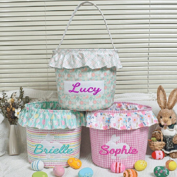Custom Embroidered Easter Bunny Basket