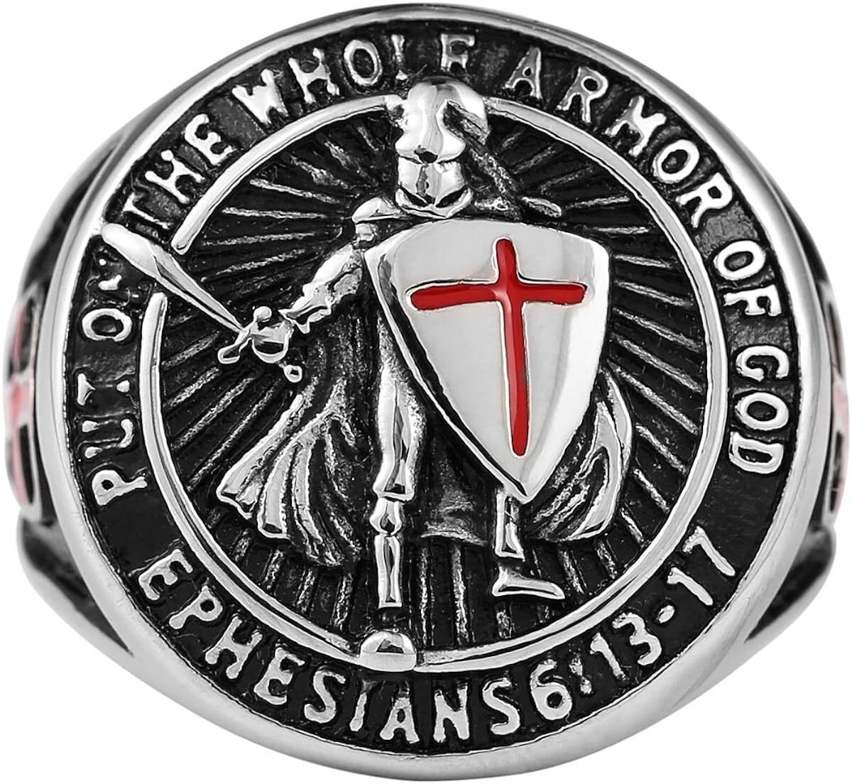 Sreel Knights Templar Put On The Whole Armor of God Ephesians 6:13-17 Cross Ring
