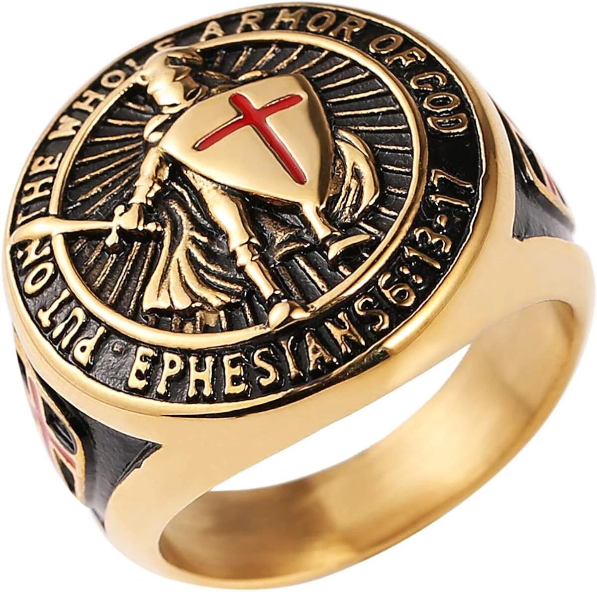 Sreel Knights Templar Put On The Whole Armor of God Ephesians 6:13-17 Cross Ring