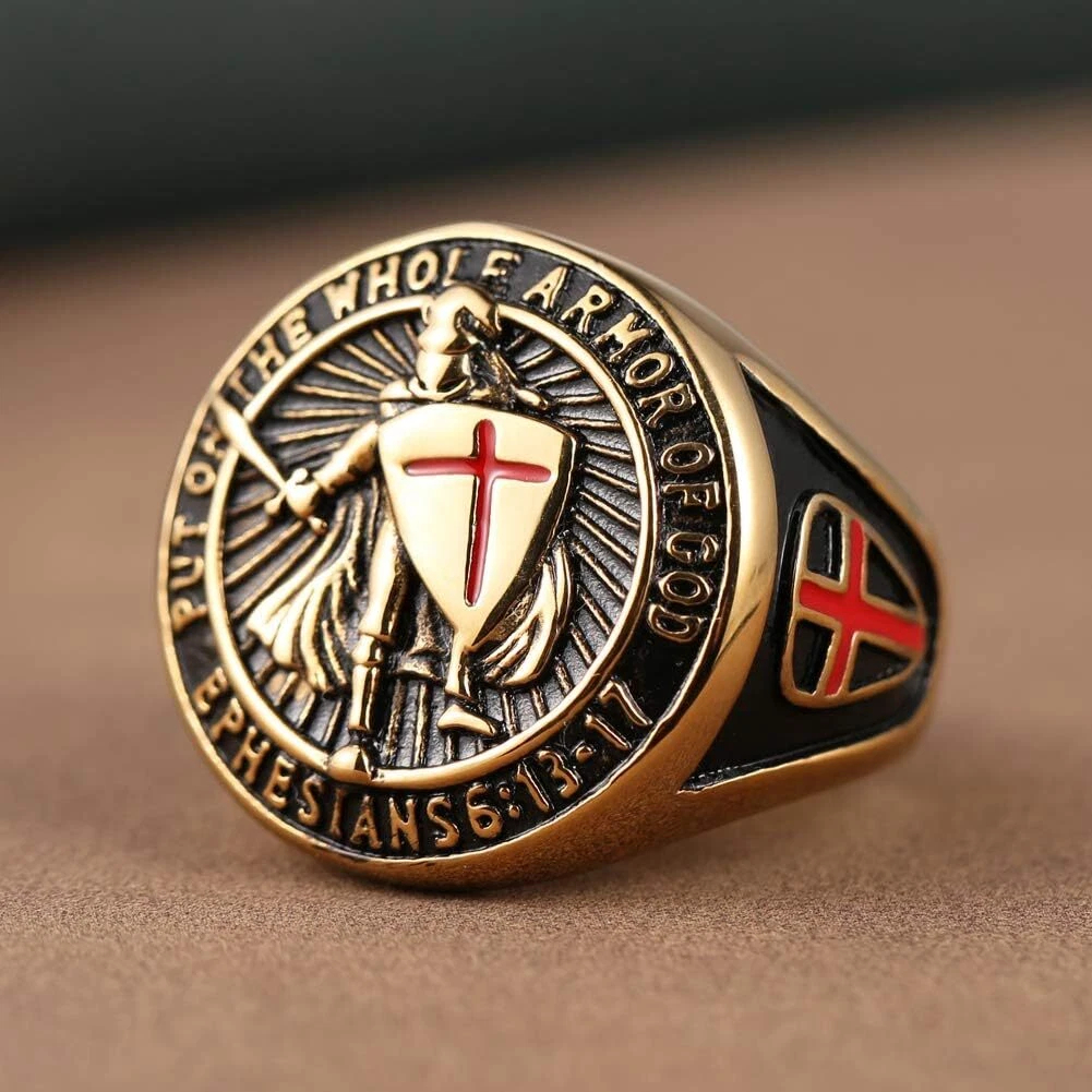 Sreel Knights Templar Put On The Whole Armor of God Ephesians 6:13-17 Cross Ring