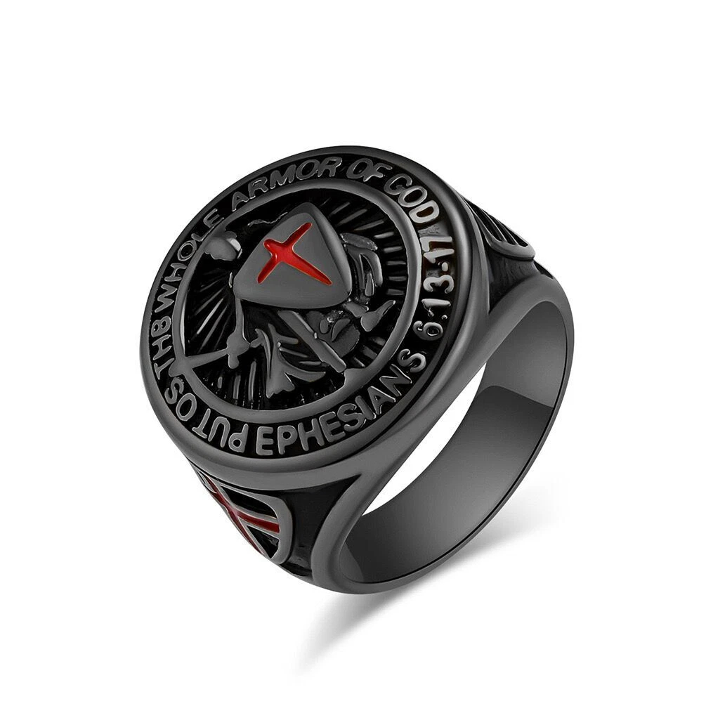 Sreel Knights Templar Put On The Whole Armor of God Ephesians 6:13-17 Cross Ring