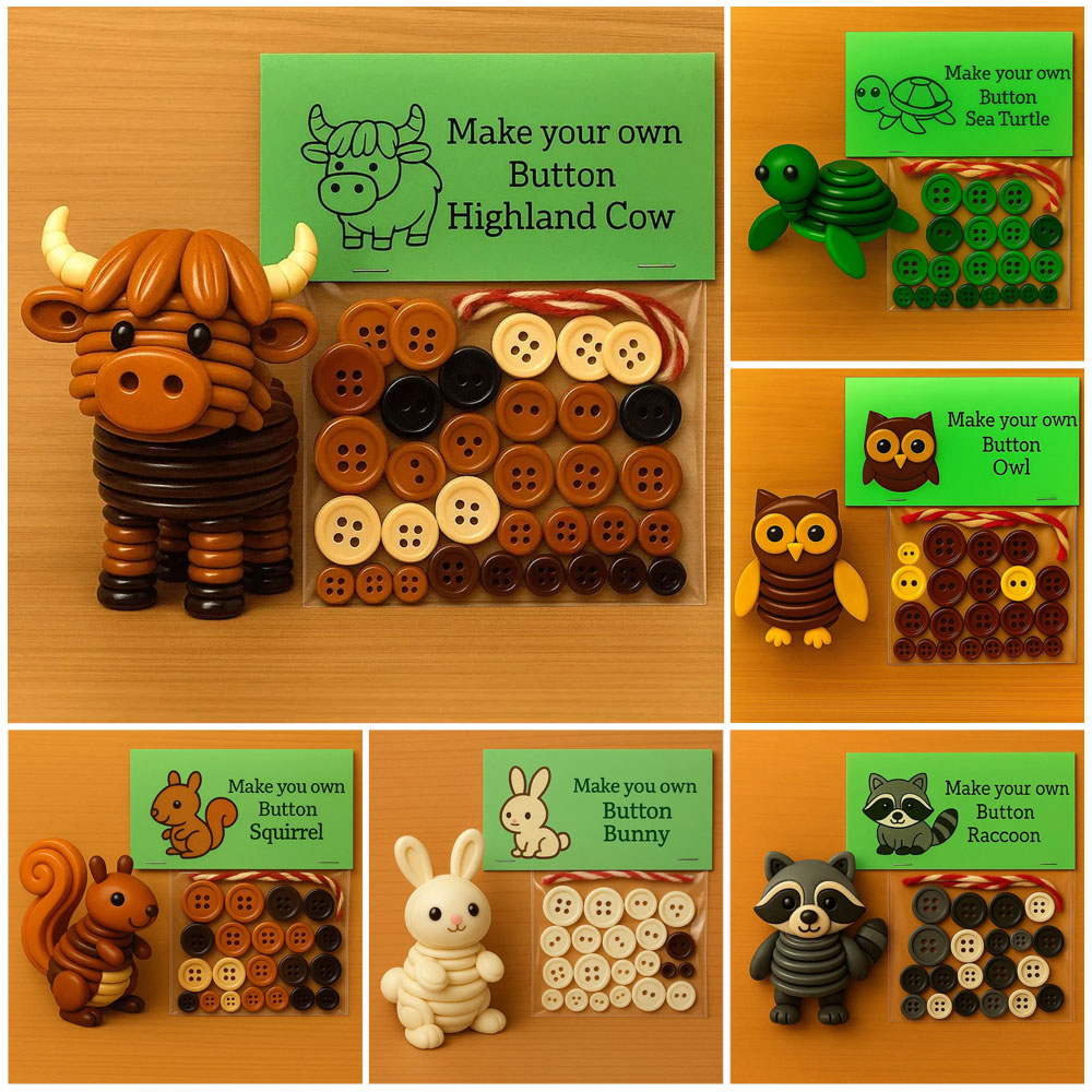🔥DIY Button Highland Animal Cow Craft Kit