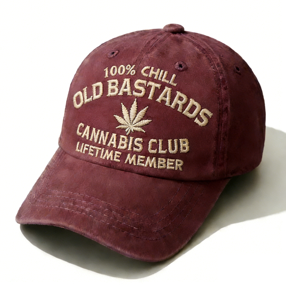 100% Chill Old Bastards Cannabis Club Lifetime Member Embroidery Cap