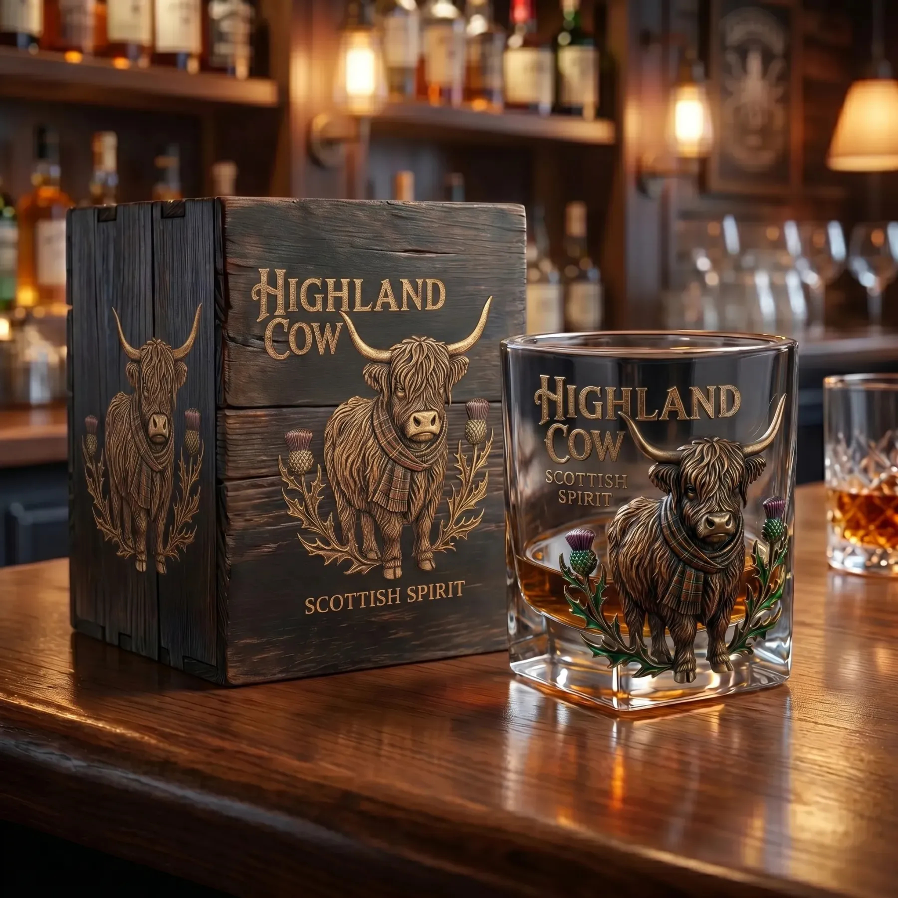 🐂 Highland Cow Whiskey Glass