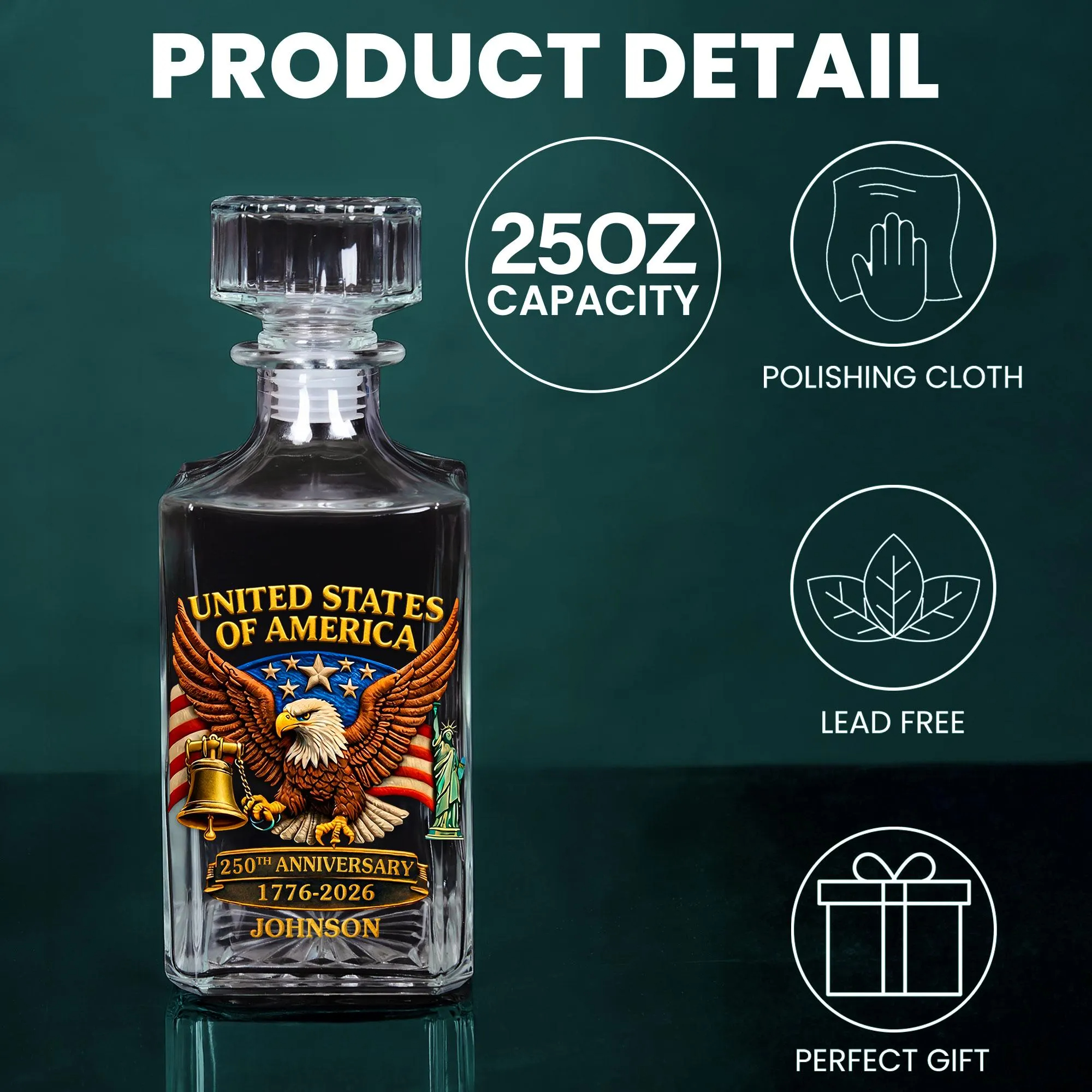 Custom USA 250th Anniversary Whiskey Glass