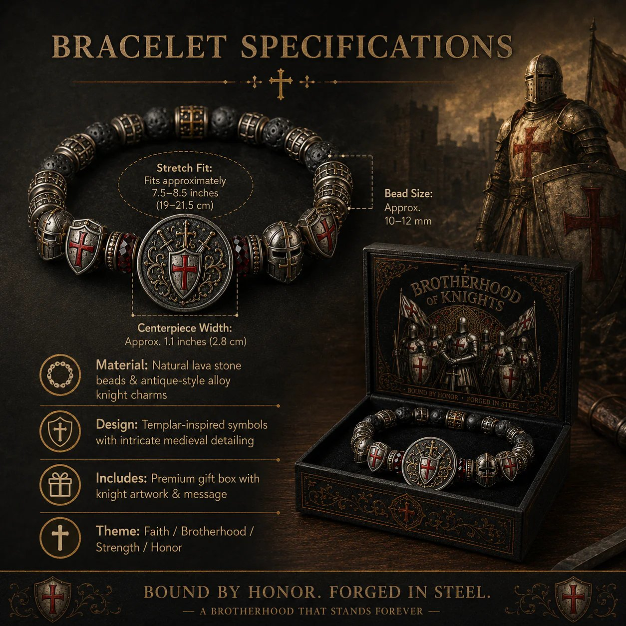 🏆Flash Sale⚡ 5K+ SOLD! ⚔️ Brotherhood of Knights Faith Bracelet 
