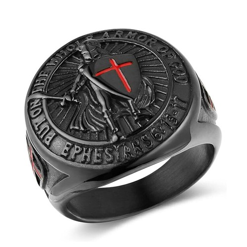Sreel Knights Templar Put On The Whole Armor of God Ephesians 6:13-17 Cross Ring