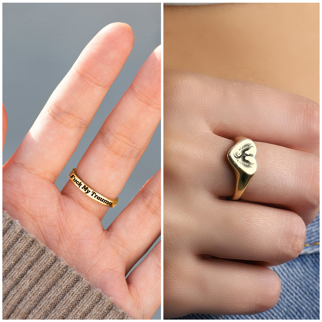Fuck My Trauma Phoenix Ring