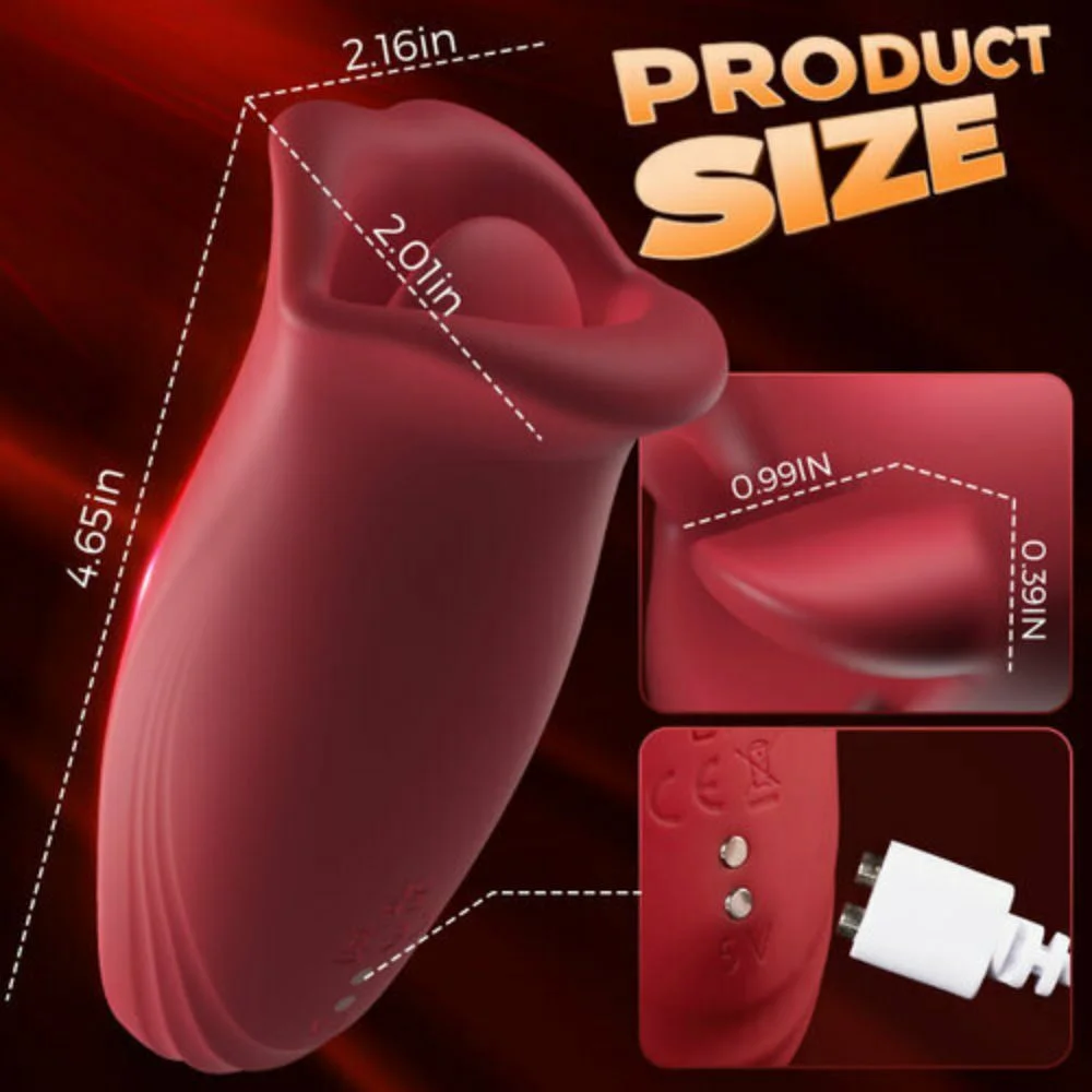 Rose Kiss - 2 In 1 Biting Licking Stimulator - Rose Toy
